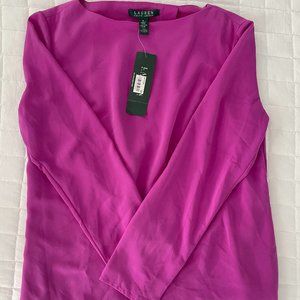 Ralph Lauren Crepe Bateau-Neck Shirt